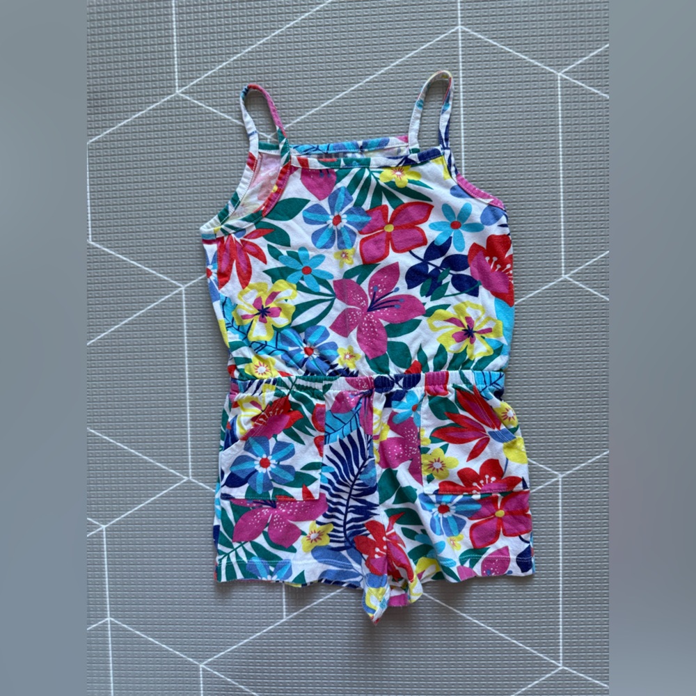 Wonder nation|Baby girl/toddler Colorful Tropical Floral Romper,summer style 4T• - Picture 2 of 4